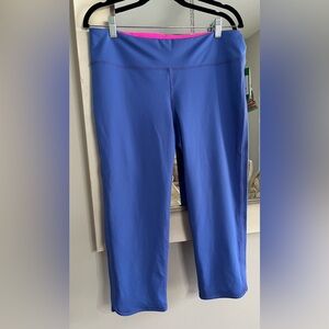 Lilly Pulitzer Blue Cropped Leggings with Pink Waistband